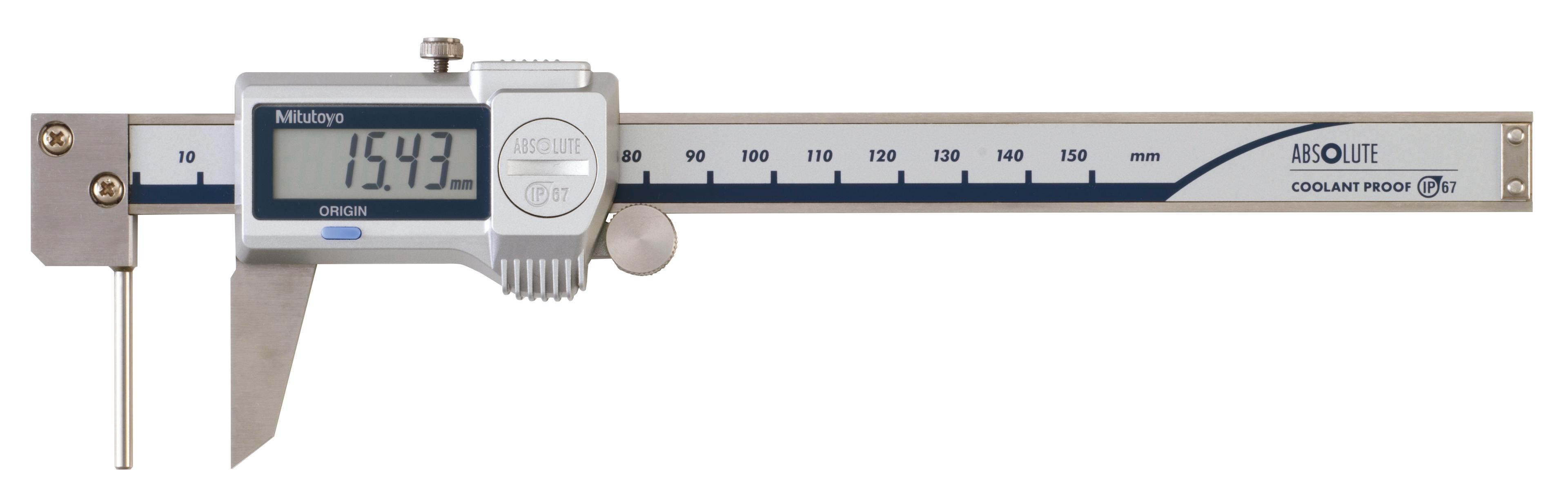 Mitutoyo, 573-661-20, CALIPER, DIGIMATIC, 150 MM, COOLANT PROOF, TUBE-THICKNESS, W/ THUMB ROLLER
