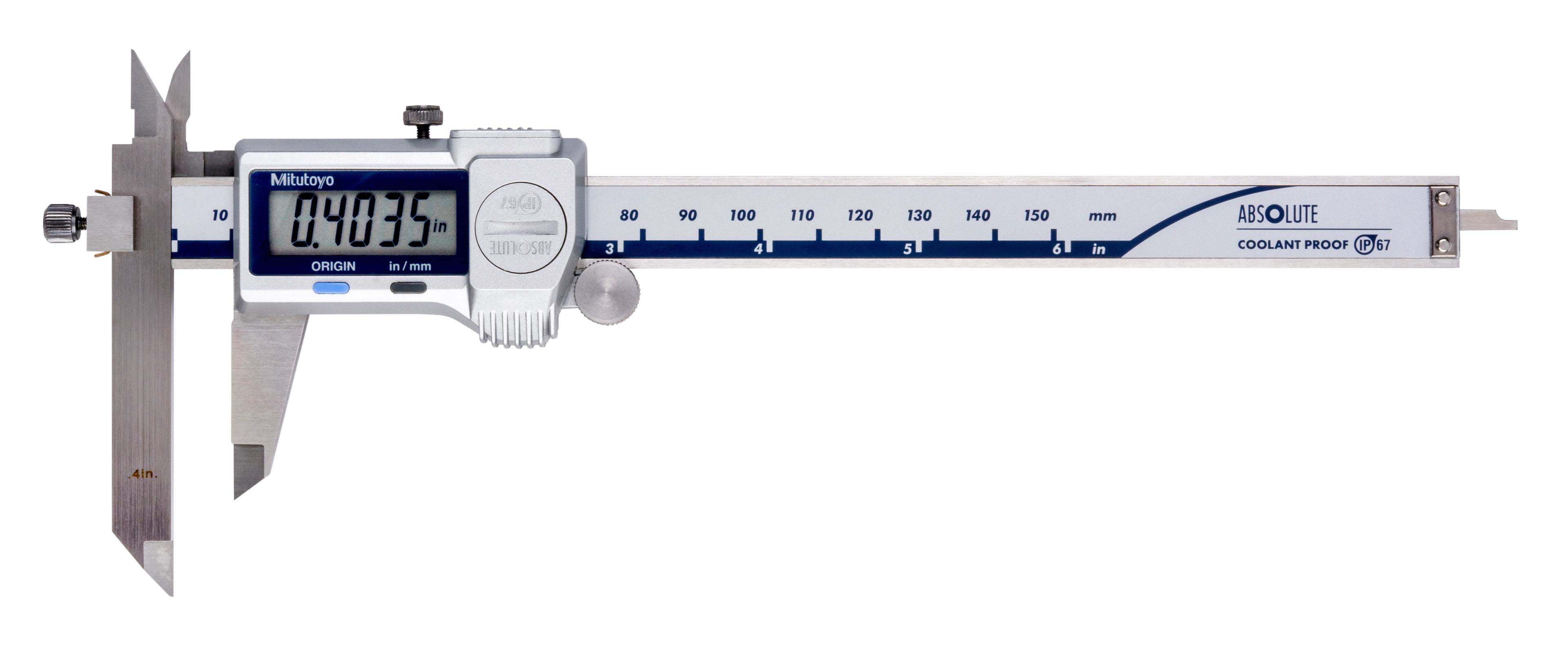 Mitutoyo, 573-701-20, 0-6 In/150mm, .0005 In/0.01mm, IP67 ABSOLUTE Digimatic  Offset Caliper, With SPC Data Output
