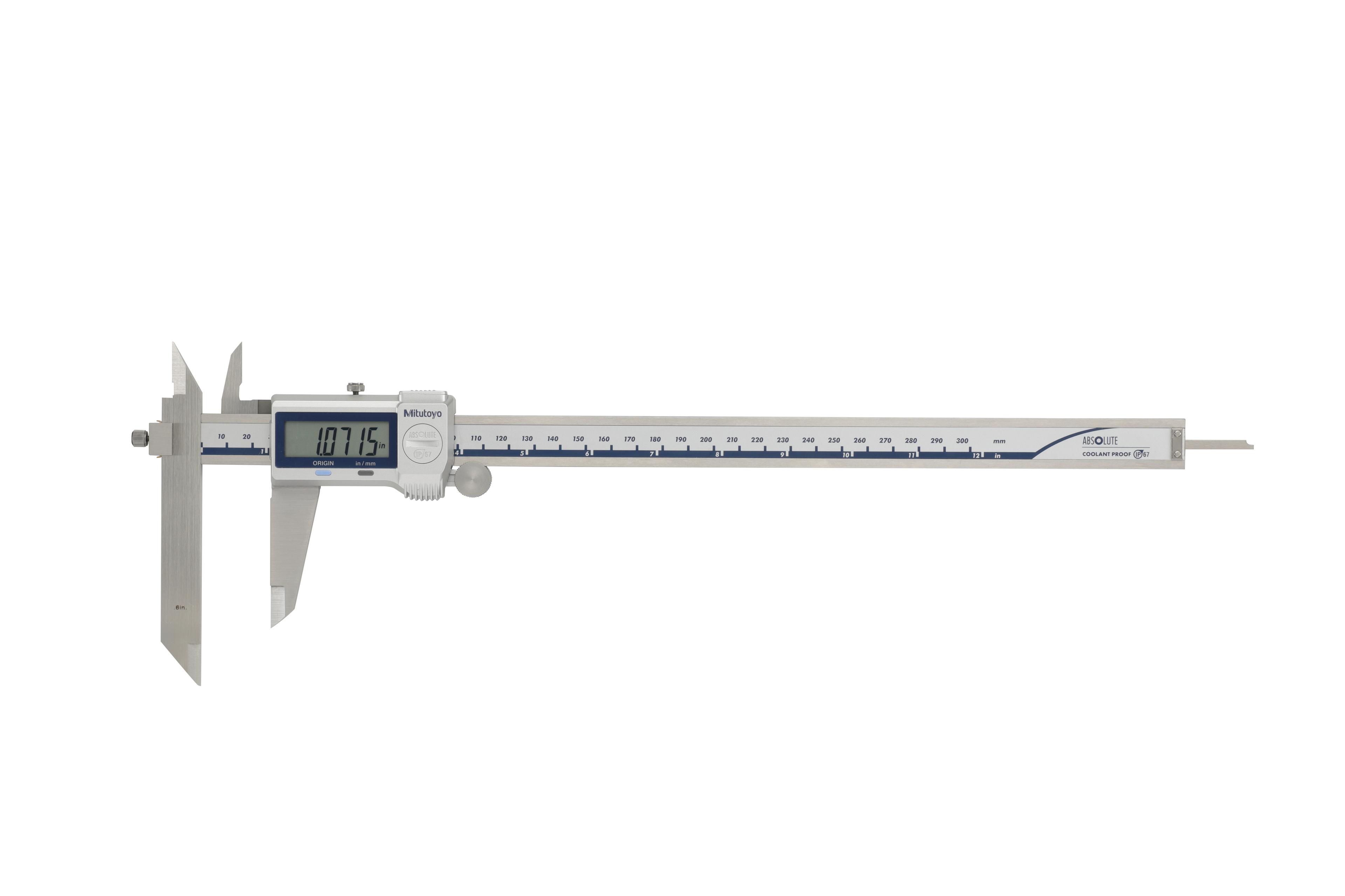 Mitutoyo, 573-704-20, Digimatic Offset Caliper  0-12 In/0-300mm, .0005 In/0.01mm, �.0015 In Accuracy