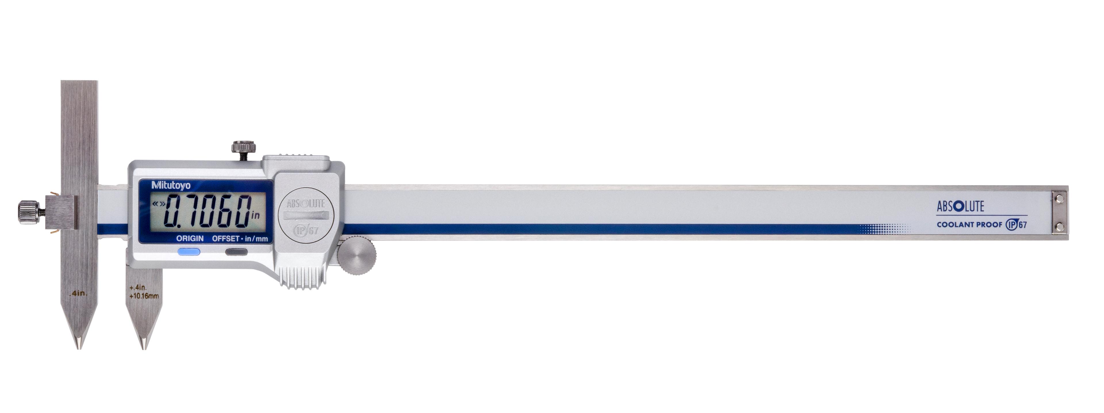 Mitutoyo, 573-706-20, CALIPER, DIGIMATIC, 8 IN, COOLANT PROOF, OFFSET-CENTERLINE, W/ THUMB ROLLER