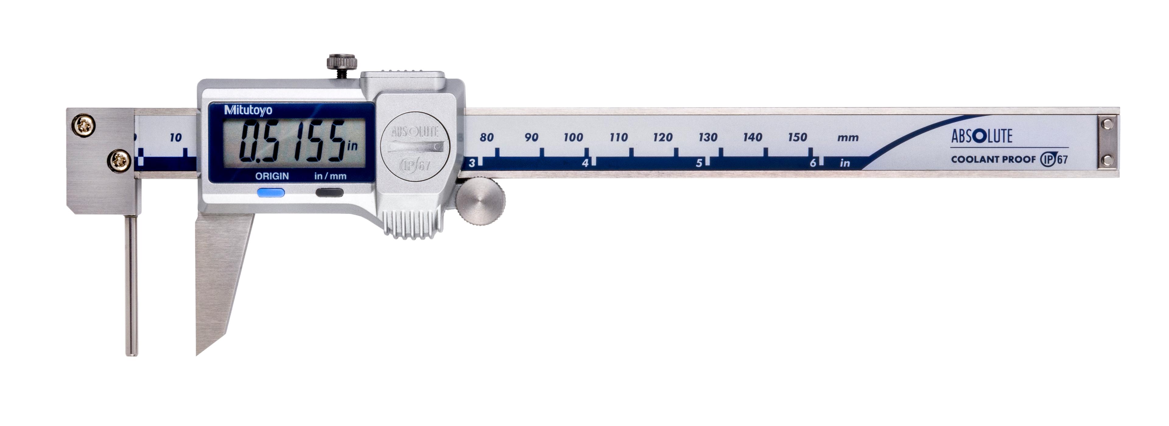 Mitutoyo, 573-761-20, CALIPER, DIGIMATIC, 6 IN, COOLANT PROOF, TUBE-THICKNESS, W/ THUMB ROLLER
