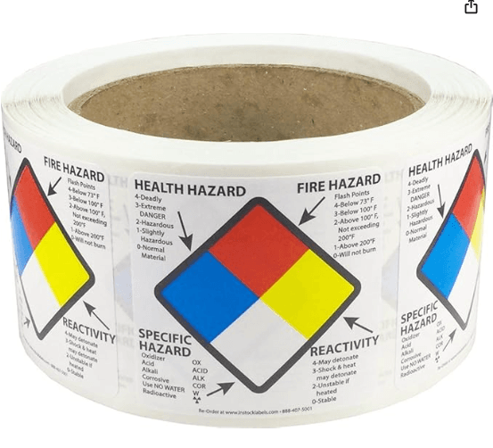 B01N1WWQ7X - Hazard Warning Stickers   2 2" Roll
