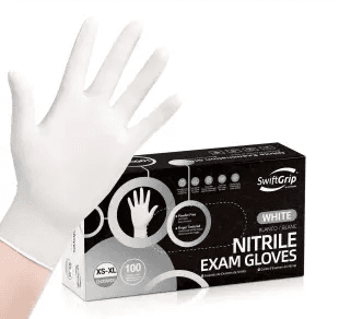 EN35WD3, SWIFTGRIP, LARGE, WHITE, NITRILE,   3-mil, BOX OF 100, 8.5~9in,  -