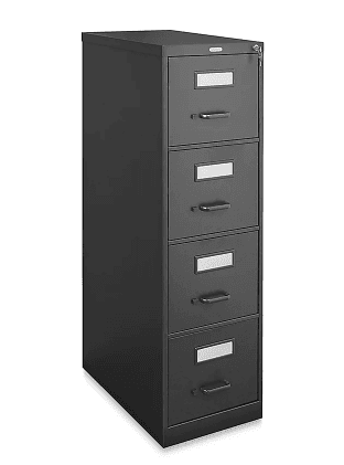 H-1915BL, 15X25X52", BLACK, VERTICAL FILE CABINET, 2 KEYS, 4