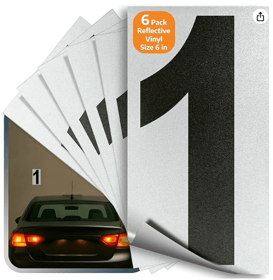 INDNUM1REFBK6, 6inch, REFLECTIVE BLACK, VINYL, ASIN B0B3HT35Y3
