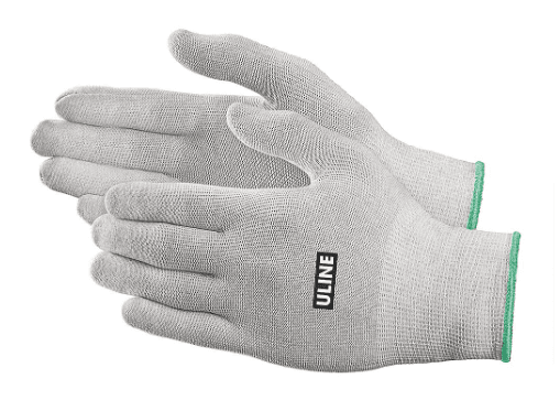 S-15356M, MEDIUM, ASSEMBLY/INSPECTION,  WHITE W/GREEN OVEREDGE,         NYLON+CONDUCTIVE CARBON KNIT,  UNCOATED