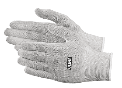 S-15356S, SMALL, ASSEMBLY/INSPECTION, WHITE OVEREDGE, NYLON CONDUCTIVE CARBON KNIT,  UNCOATED
