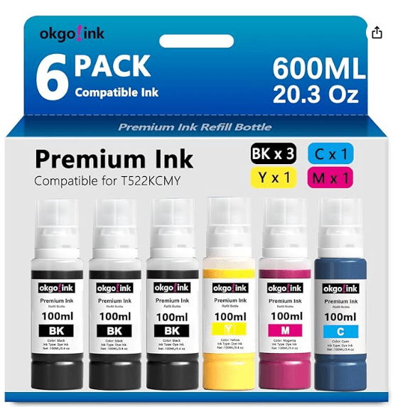 T522 502 Ink, 23 fl oz, BLACK, CYAN, MAGENTA, YELLOW, ASIN: B0CZDQWXY7