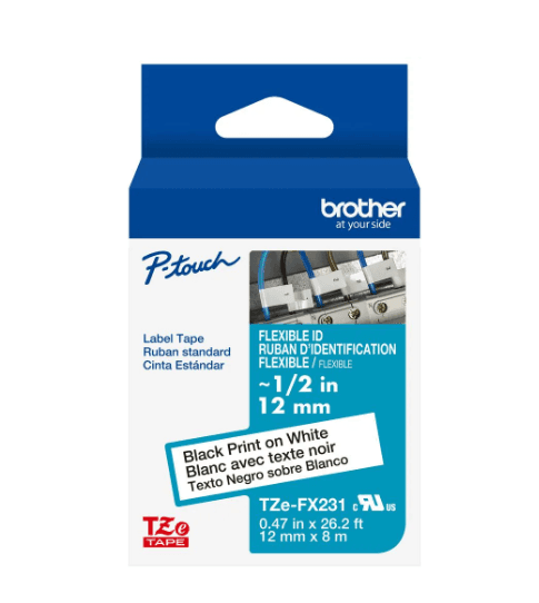 TZE-FX231, (W)1/2in, BLACK ON WHITE,    -