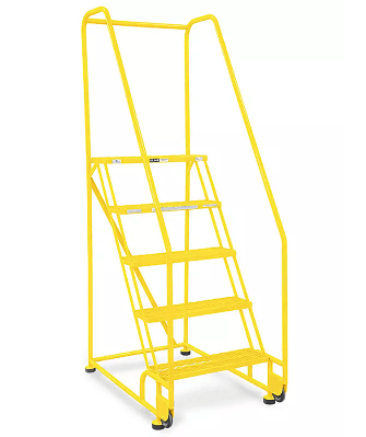H-5086Y, 24 x 10" Platform, 450 lb, steel, 5 Step, Tilt and Roll Ladder, H-5086Y, 59� incline