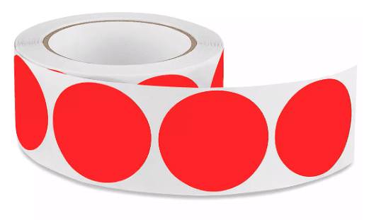 S-1176RED, Fluorescent Red, 2", Paper, 500/Roll, S-1176RED