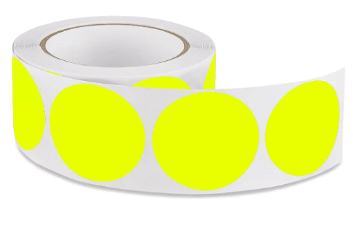 S-1176Y, Fluorescent Yellow, 2", Paper, 500/Roll, S-1176Y