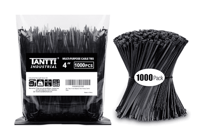 4-1000, Zip Ties 4 inch, Black, Nylon, 1000 Pack, B0C2KGK2HR