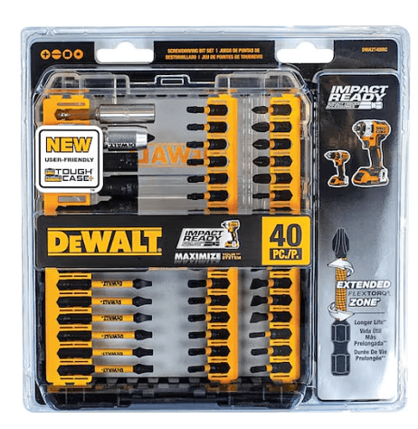DWA2T40IR, 1/4 in, Steel, Screwdriving Bit Sets, ToughCase+ System, G7635792