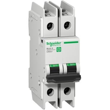 SCHNEIDER, M9F42201, CIRCUIT BREAKER, C CURVE, MULTI 9 C60BP SERIES, 1 A, 2 POLE, 440 V, DIN RAIL...